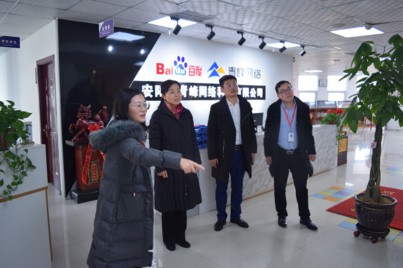 中共河南省委網(wǎng)信辦社評(píng)處處長(zhǎng)李麗同志，中共安陽(yáng)市委網(wǎng)信辦副主任、市互聯(lián)網(wǎng)行業(yè)黨委書(shū)記王曉萌同志蒞臨安陽(yáng)青峰網(wǎng)絡(luò)參觀指導(dǎo)！